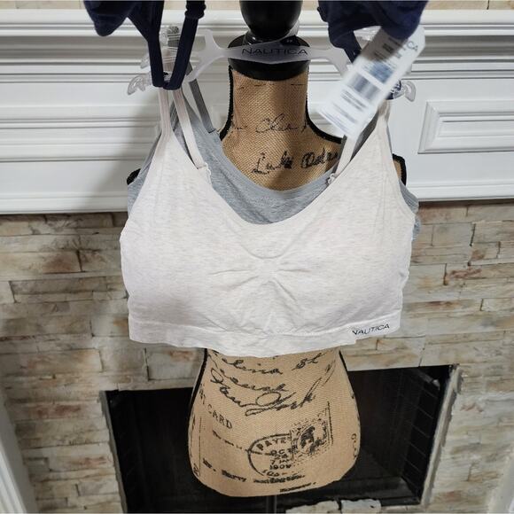 Nautica 3pk active athletic workout lounge bras bralettes plus size 1X 2X‎ New - Picture 7 of 7